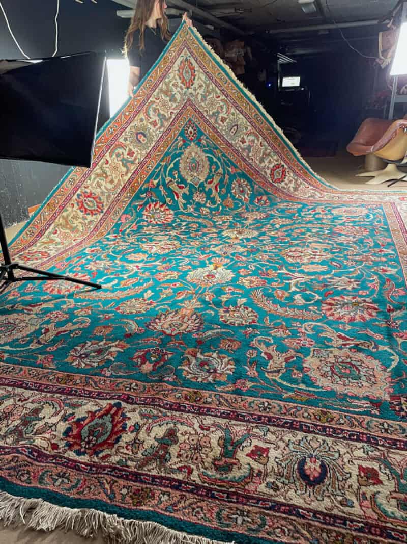 harvinainen turkoosinvihreä palatsikokoinen tabriz 400 x 295 cm