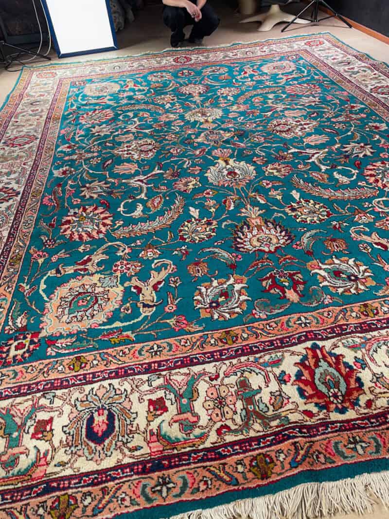 harvinainen turkoosinvihreä palatsikokoinen tabriz 400 x 295 cm