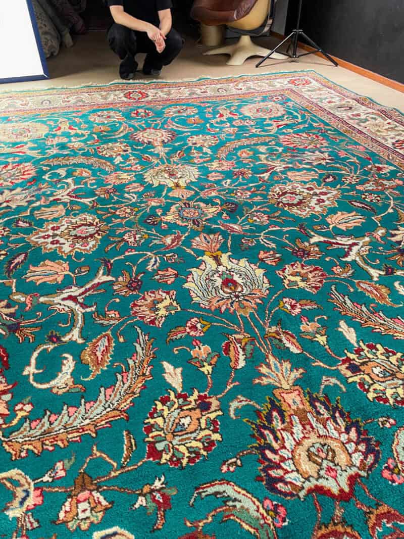 harvinainen turkoosinvihreä palatsikokoinen tabriz 400 x 295 cm