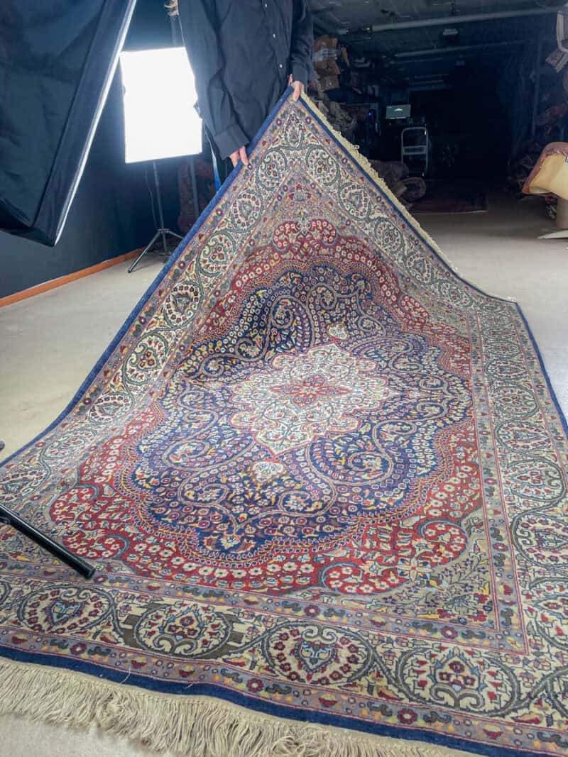 erittäin yksityiskohtainen sininen ghom 223 x 140 cm