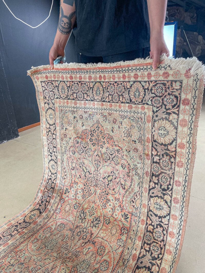 silkkimatto pastellinen puutarha ghom 155 x 90 cm
