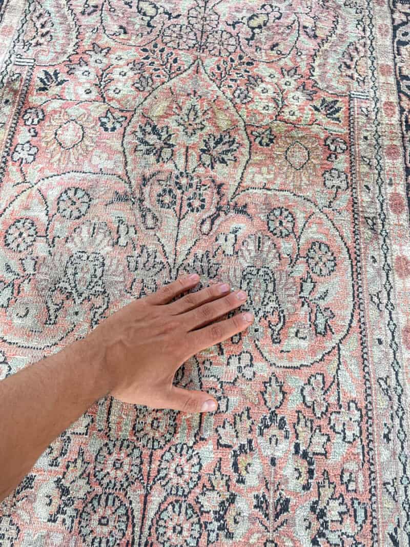 silkkimatto pastellinen puutarha ghom 155 x 90 cm