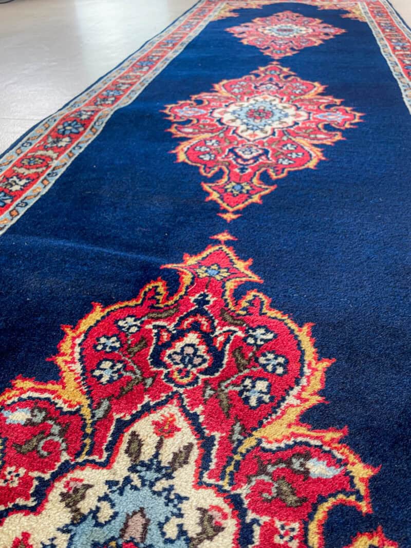 yönsininen tabriz käytävämatto 295 x 83 cm