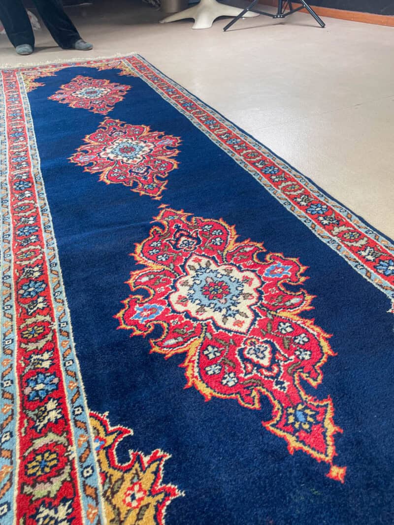 yönsininen tabriz käytävämatto 295 x 83 cm