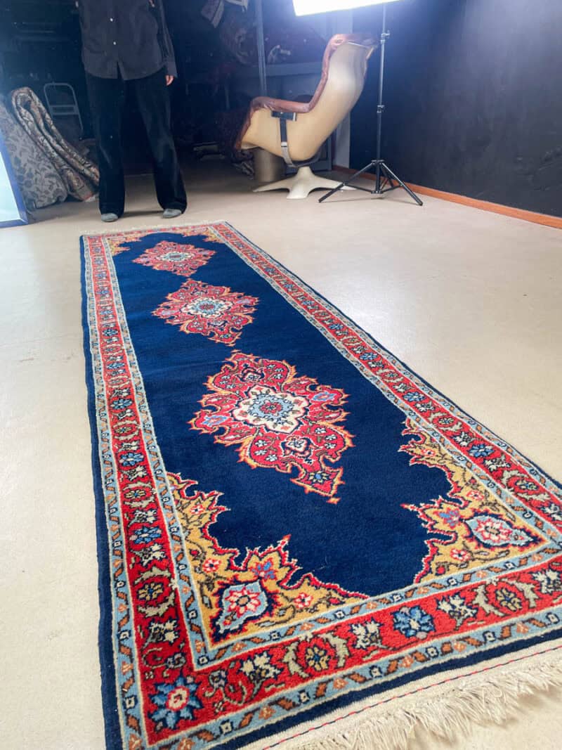yönsininen tabriz käytävämatto 295 x 83 cm
