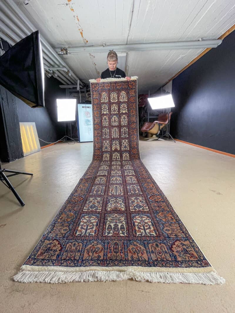 Äärimmäisen harvinainen puutarha ghom käytävämatto 305 x 80 cm