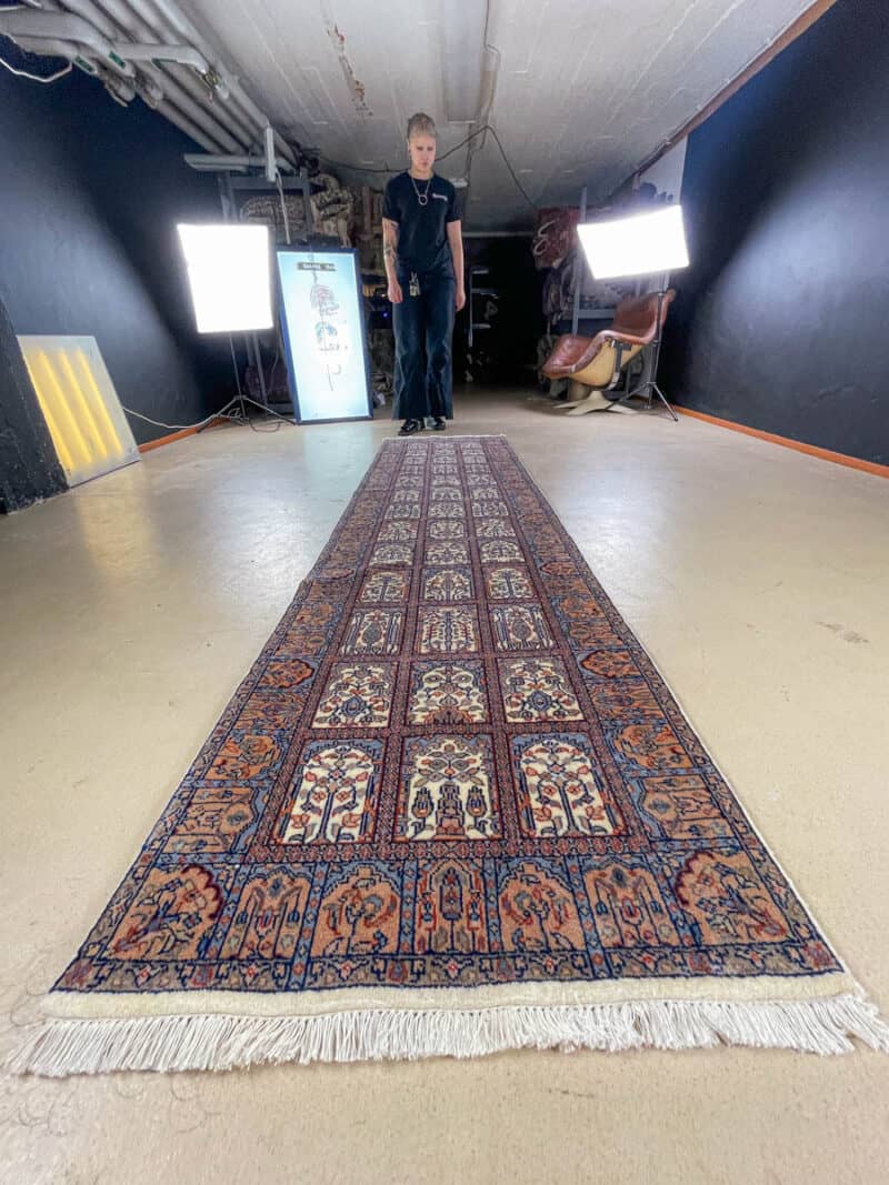 Äärimmäisen harvinainen puutarha ghom käytävämatto 305 x 80 cm