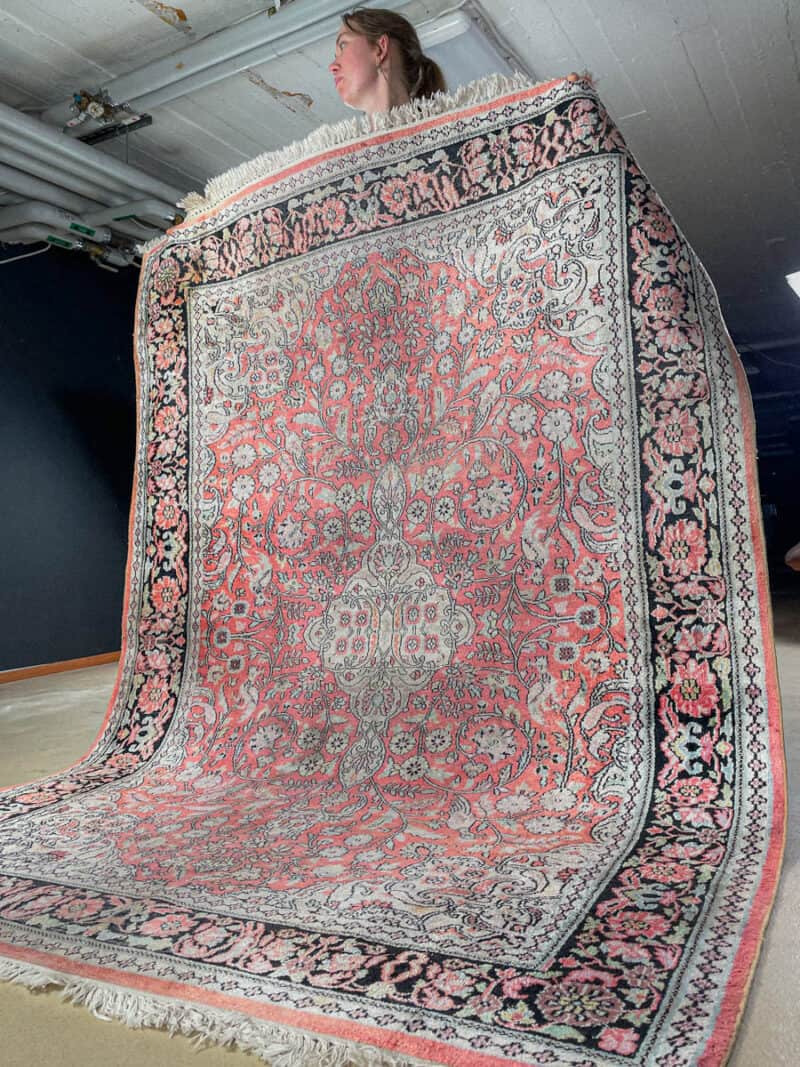 silkkimatto vaaleanpunainen kasmir 205 x 150 cm