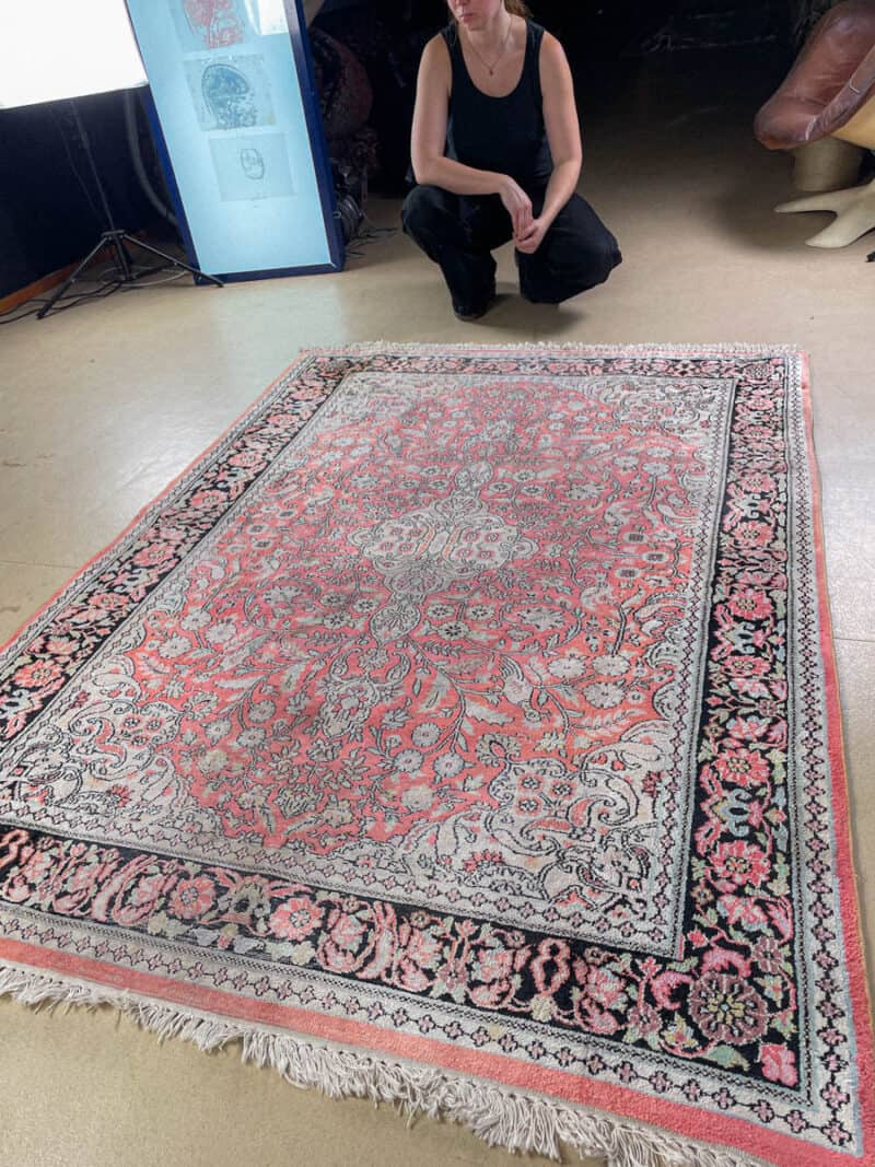 silkkimatto vaaleanpunainen kasmir 205 x 150 cm