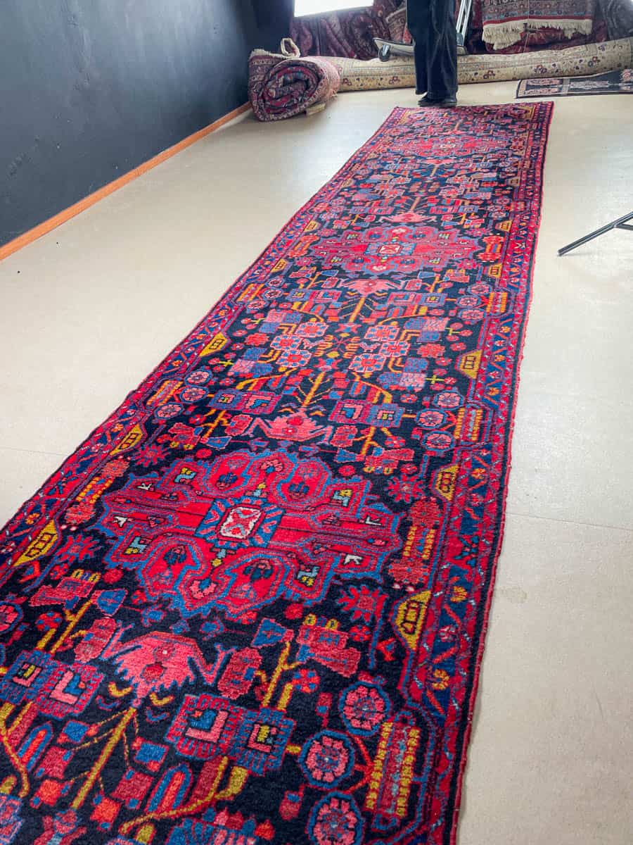 Äärimmäisen harvinainen yönsininen lilihan käytävämatto 410 x 88 cm (kopio)