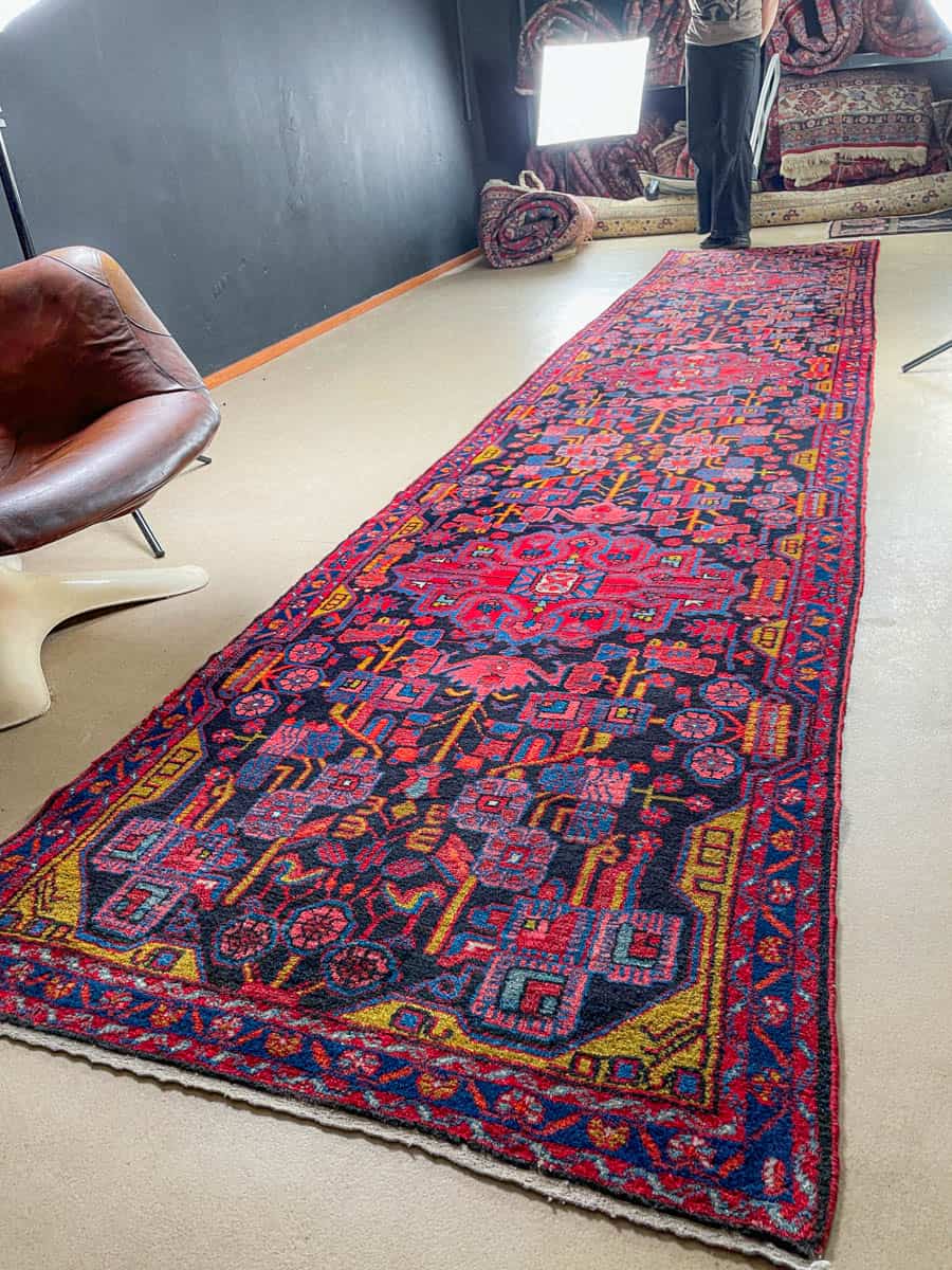 Äärimmäisen harvinainen yönsininen lilihan käytävämatto 410 x 88 cm (kopio)