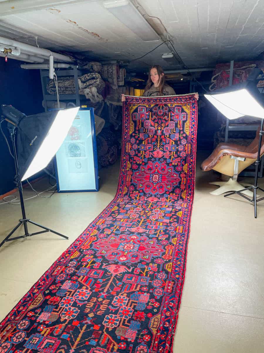 Äärimmäisen harvinainen yönsininen lilihan käytävämatto 410 x 88 cm (kopio)