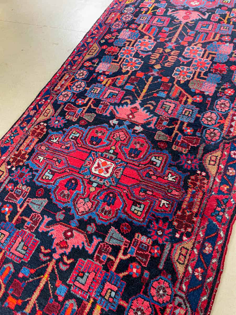 Äärimmäisen harvinainen yönsininen lilihan käytävämatto 410 x 88 cm (kopio)