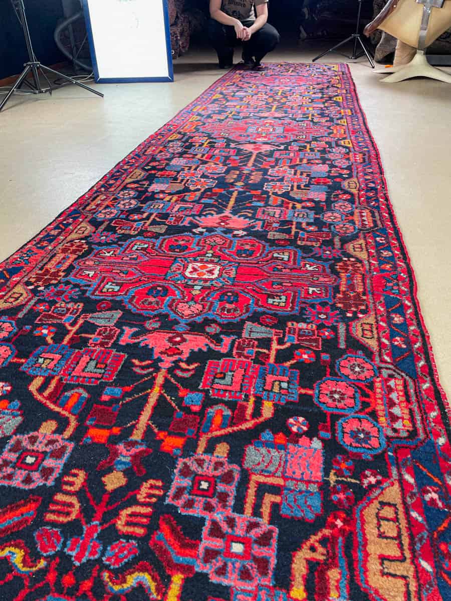 Äärimmäisen harvinainen yönsininen lilihan käytävämatto 410 x 88 cm (kopio)