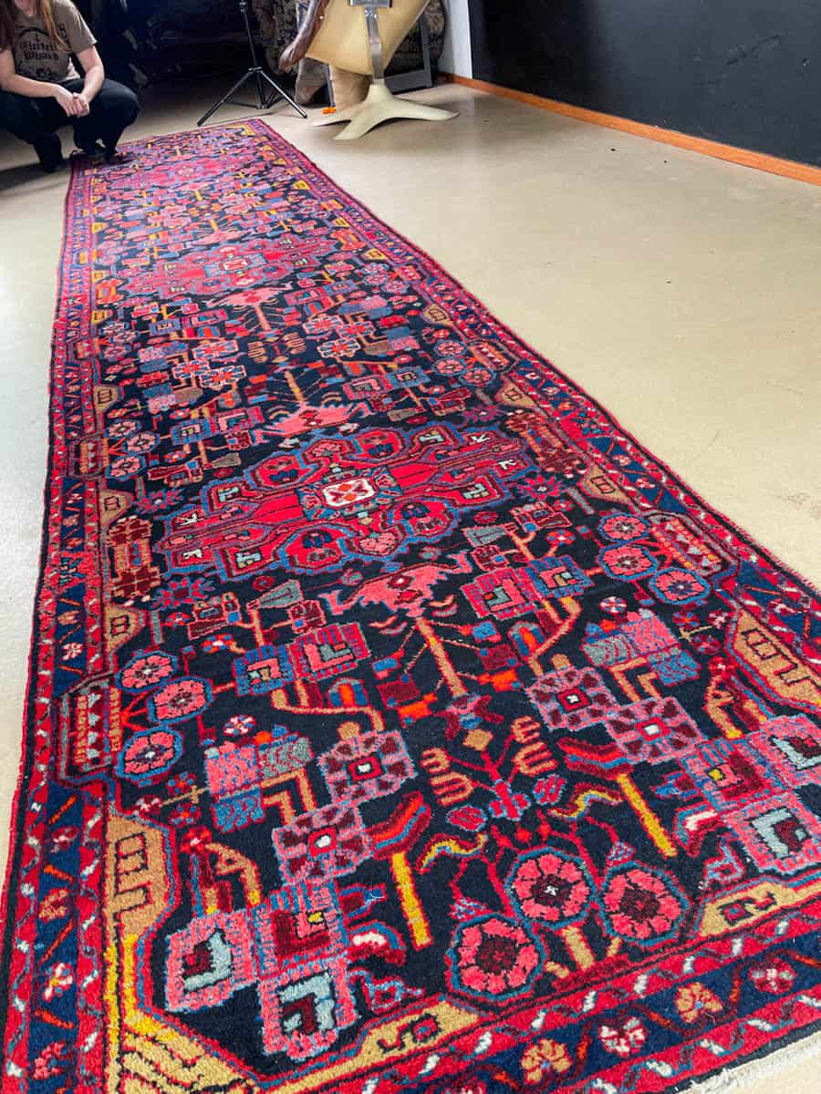 Äärimmäisen harvinainen yönsininen lilihan käytävämatto 410 x 88 cm (kopio)