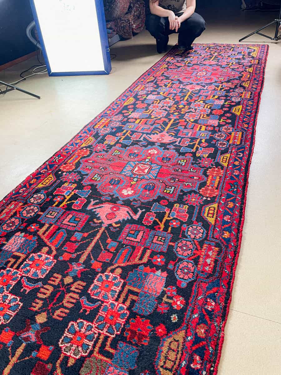 Äärimmäisen harvinainen yönsininen lilihan käytävämatto 410 x 88 cm (kopio)