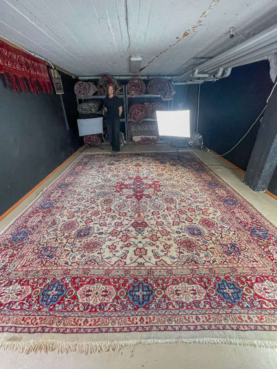 tyrmäävän elegantti palatsikokoinen sarouk 1960 luvulta 405 x 320 cm