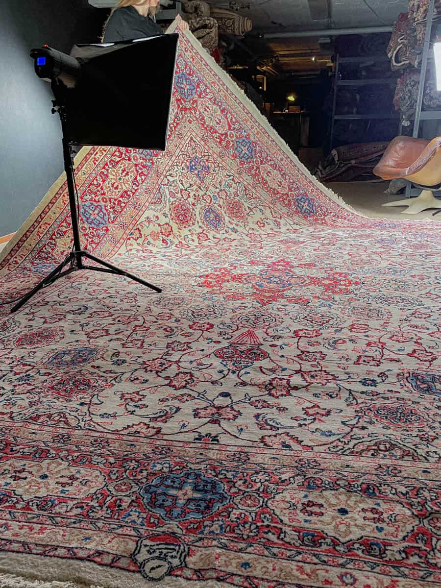 tyrmäävän elegantti palatsikokoinen sarouk 1960 luvulta 405 x 320 cm