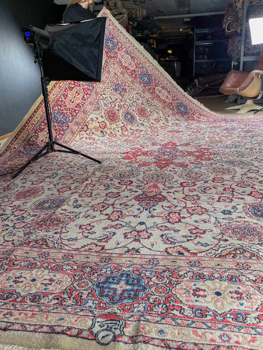 tyrmäävän elegantti palatsikokoinen sarouk 1960 luvulta 405 x 320 cm