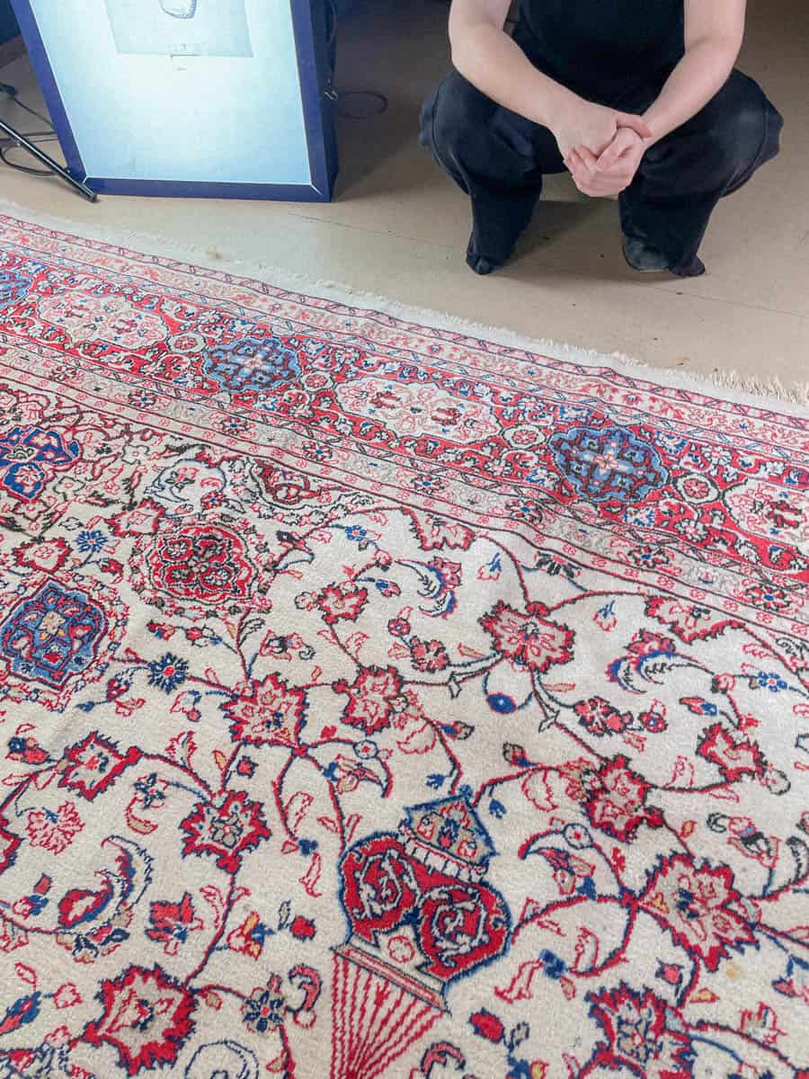 tyrmäävän elegantti palatsikokoinen sarouk 1960 luvulta 405 x 320 cm