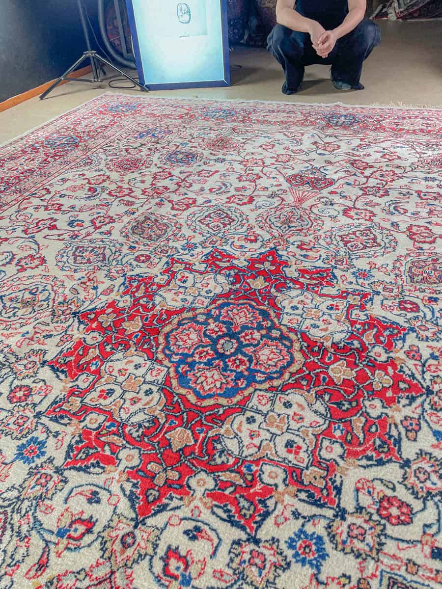 tyrmäävän elegantti palatsikokoinen sarouk 1960 luvulta 405 x 320 cm