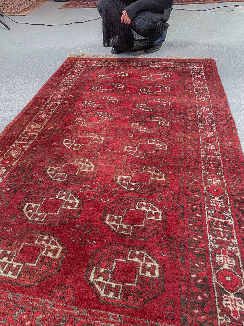 tyrmäävä puoliantiikki afgaanimatto 1950 luvulta 205 x 131 cm (kopio)