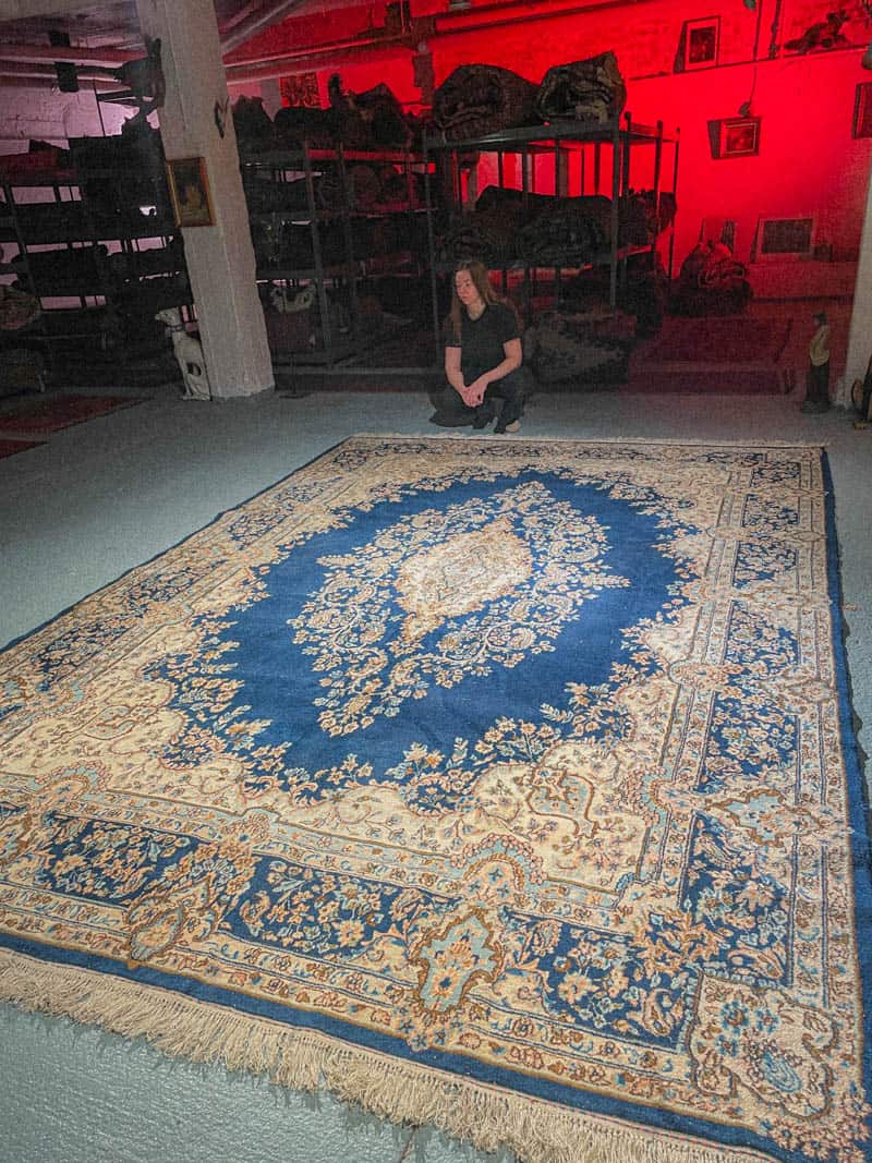 harvinainen sininen palatsikokoinen kirman 395 x 275 cm