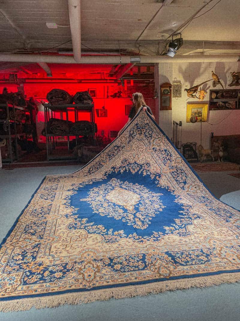 harvinainen sininen palatsikokoinen kirman 395 x 275 cm