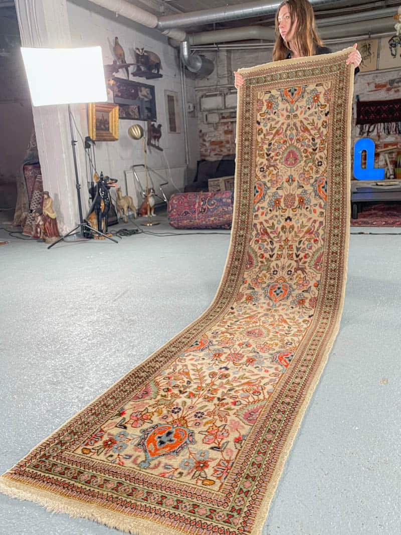 näyttävä vaalea tabriz käytävämatto 457 x 74 cm (kopio)