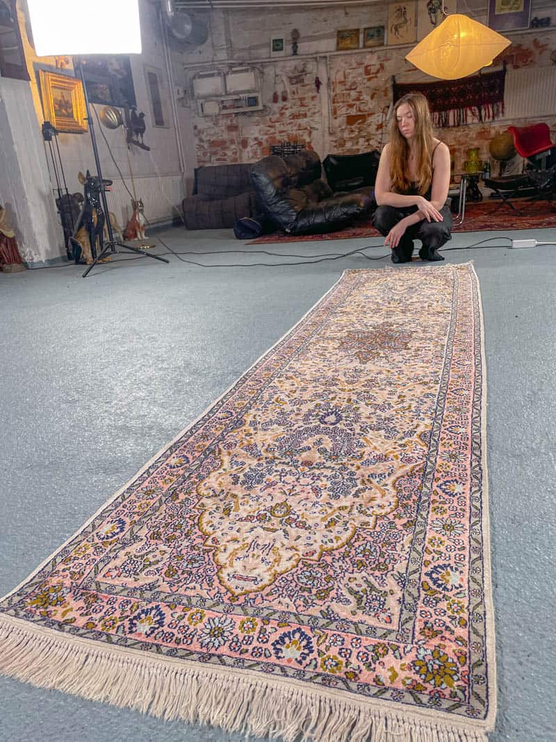 silkkimatto tyrmäävä pastellinen kasmir käytävämatto 370 x 74 cm (kopio)