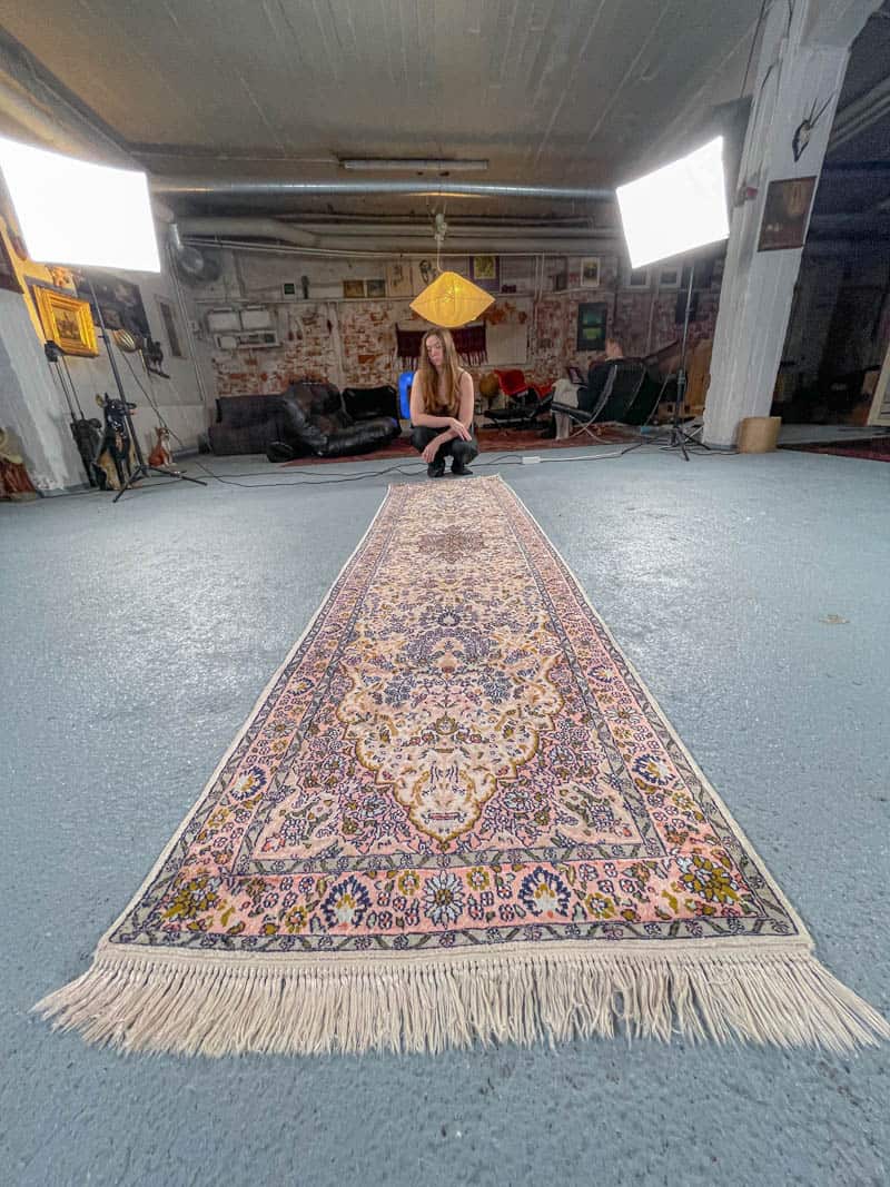 silkkimatto tyrmäävä pastellinen kasmir käytävämatto 370 x 74 cm (kopio)