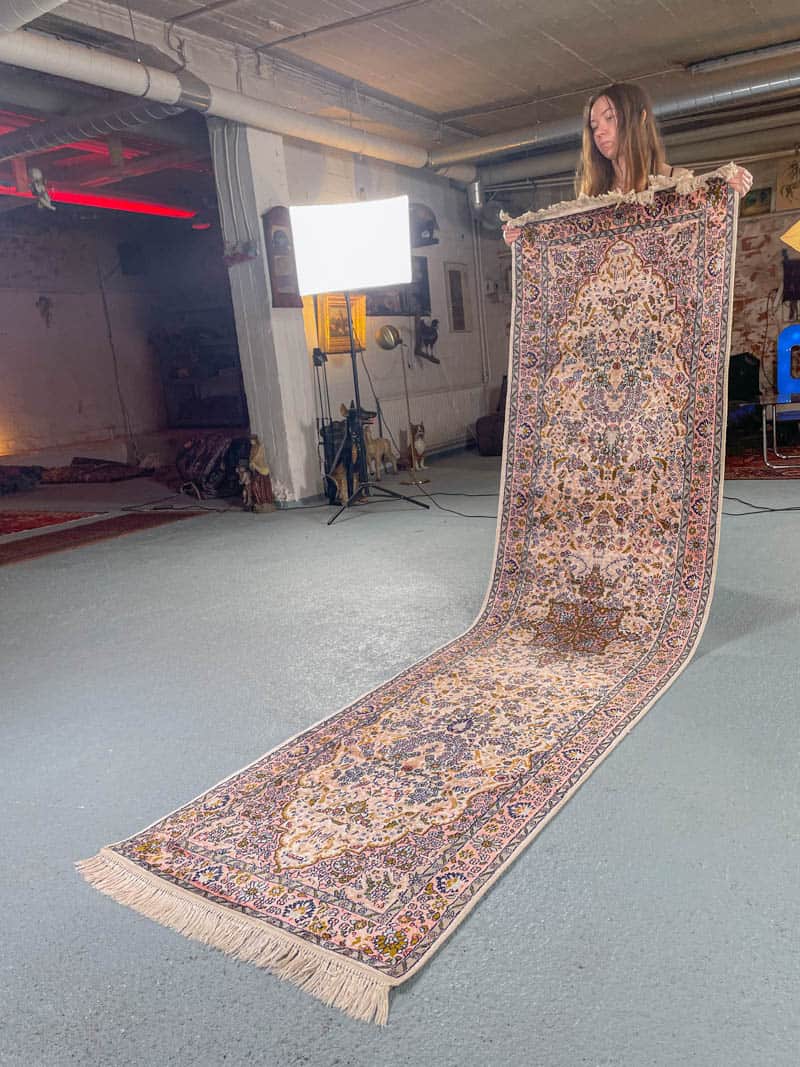 silkkimatto tyrmäävä pastellinen kasmir käytävämatto 370 x 74 cm (kopio)