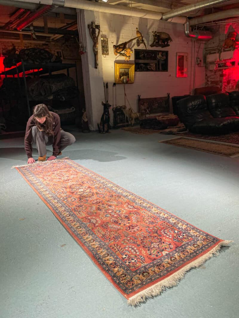 uskomattoman yksityiskohtainen sarouk käytävämatto 230 x 73 cm