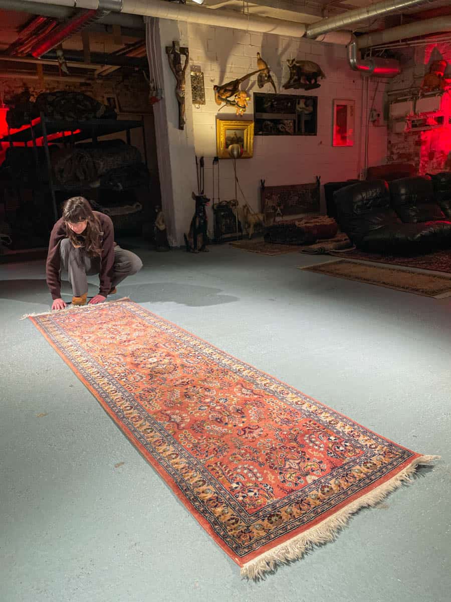 uskomattoman yksityiskohtainen sarouk käytävämatto 230 x 73 cm