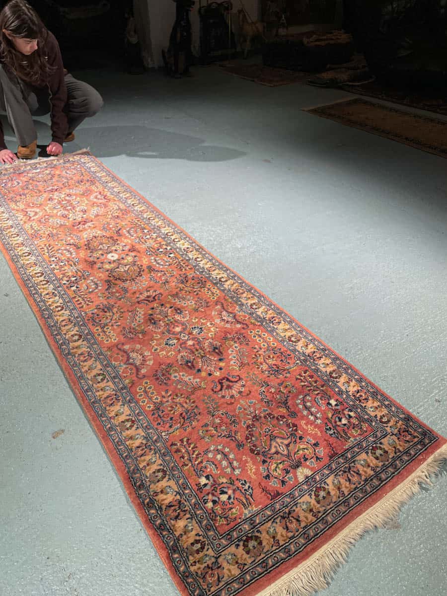 uskomattoman yksityiskohtainen sarouk käytävämatto 230 x 73 cm