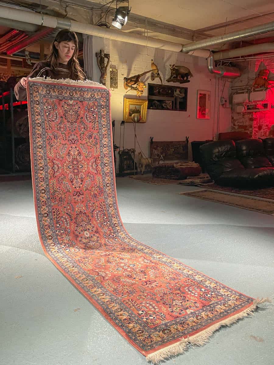 uskomattoman yksityiskohtainen sarouk käytävämatto 230 x 73 cm