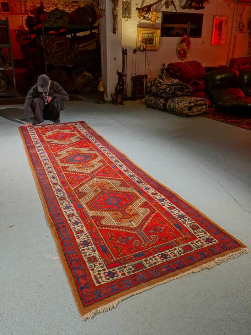 ylellinen puoliantiikkinen sarab käytävämatto – 330 x 102 cm