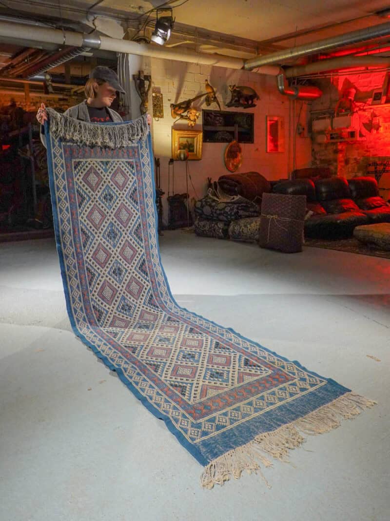 rennon sininen kelim käytävämatto 275 x 75 cm