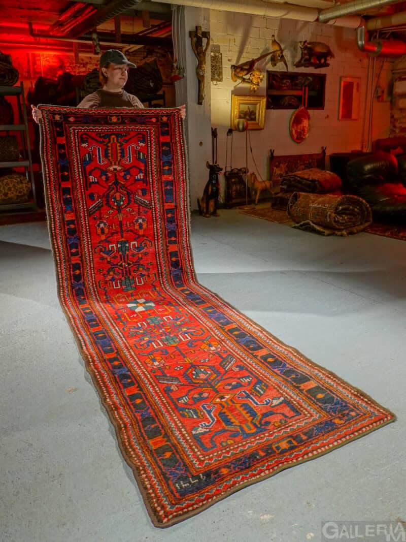 tyylikkään punainen hamadan käytävämatto – 303 x 95 cm