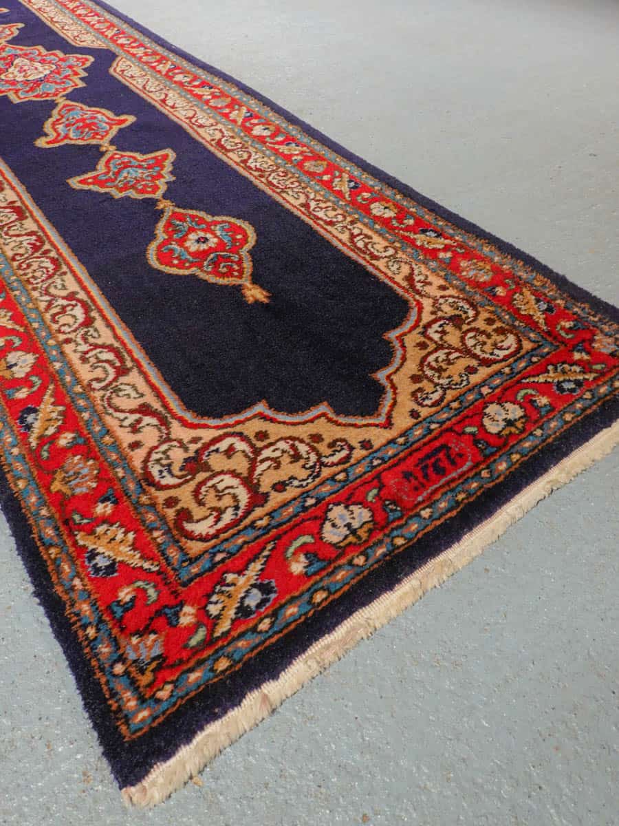 rauhoittavan yönsininen kirman käytävämatto 293 x 72 cm