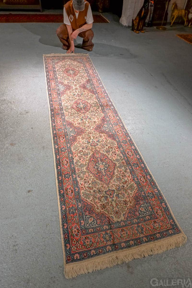 silkkimatto elegantti pastellinen kasmir käytävämatto 300 x 76 cm