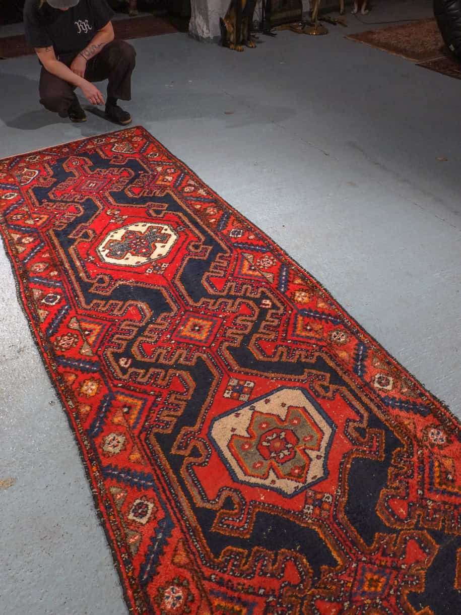 särmikäs vintage malayer käytävämatto 285 x 102 cm
