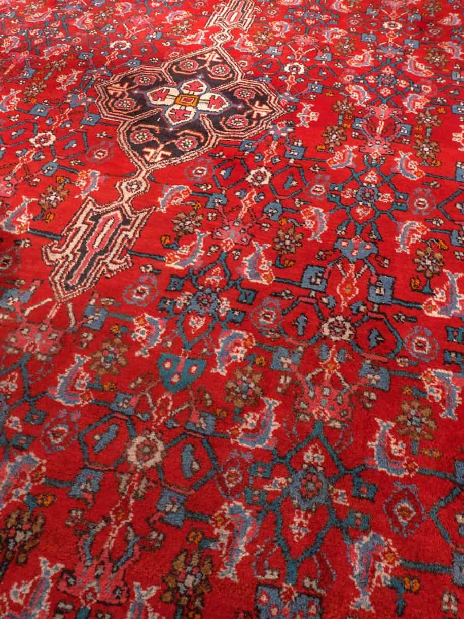 Punainen käsinsolmittu Bijar-villamatto, 300 × 215 cm