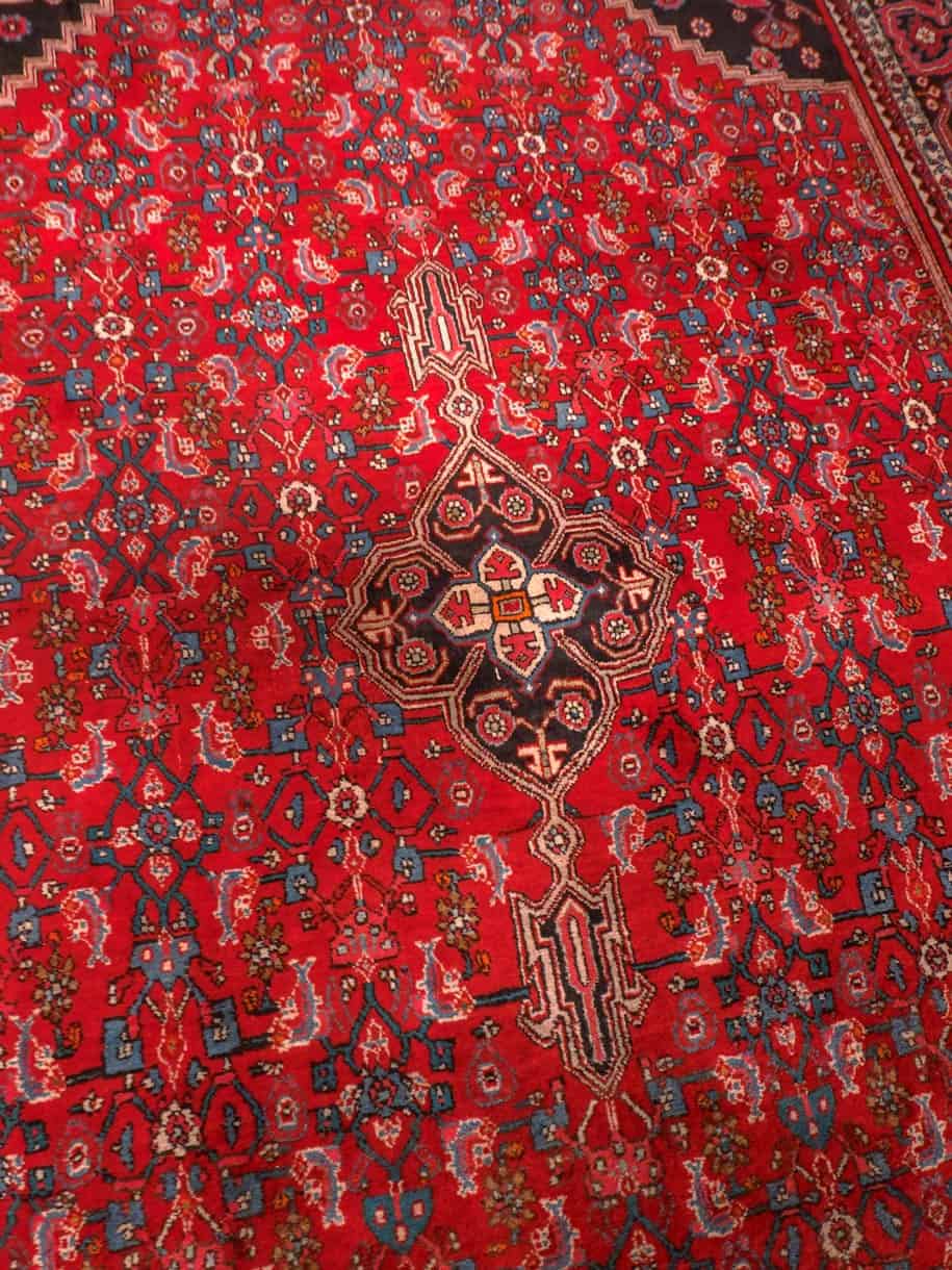 Punainen käsinsolmittu Bijar-villamatto, 300 × 215 cm
