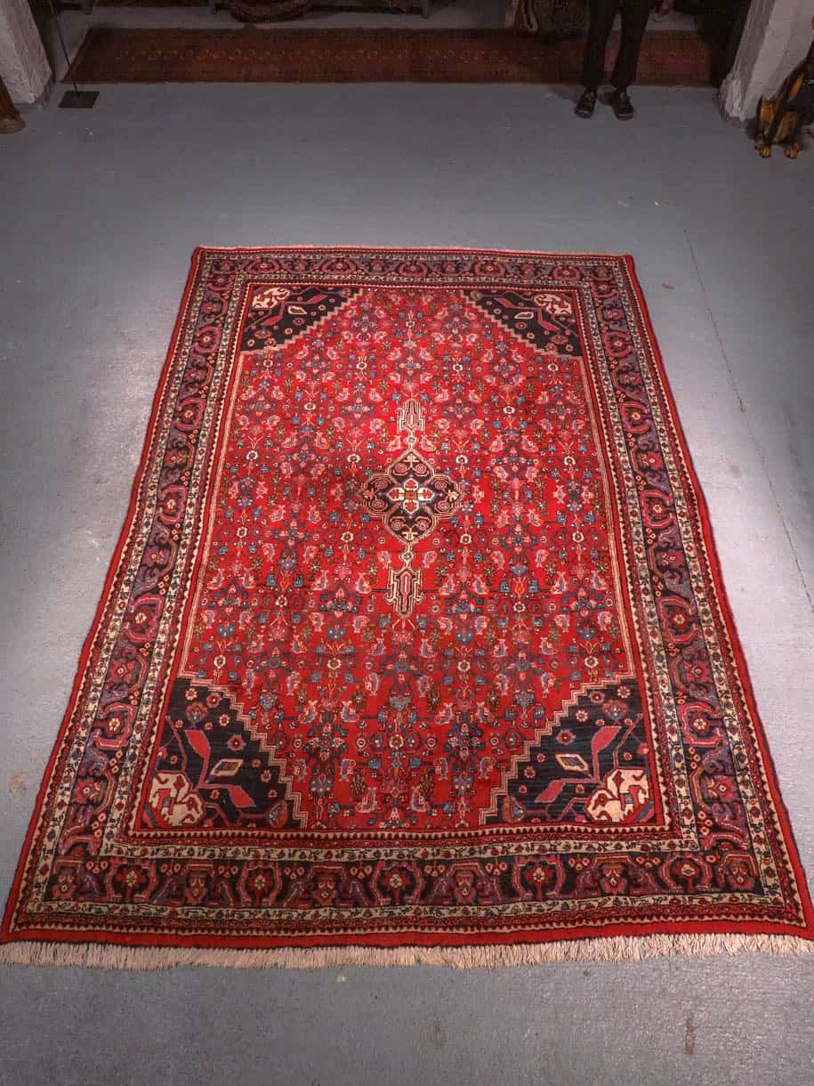 Punainen käsinsolmittu Bijar-villamatto, 300 × 215 cm
