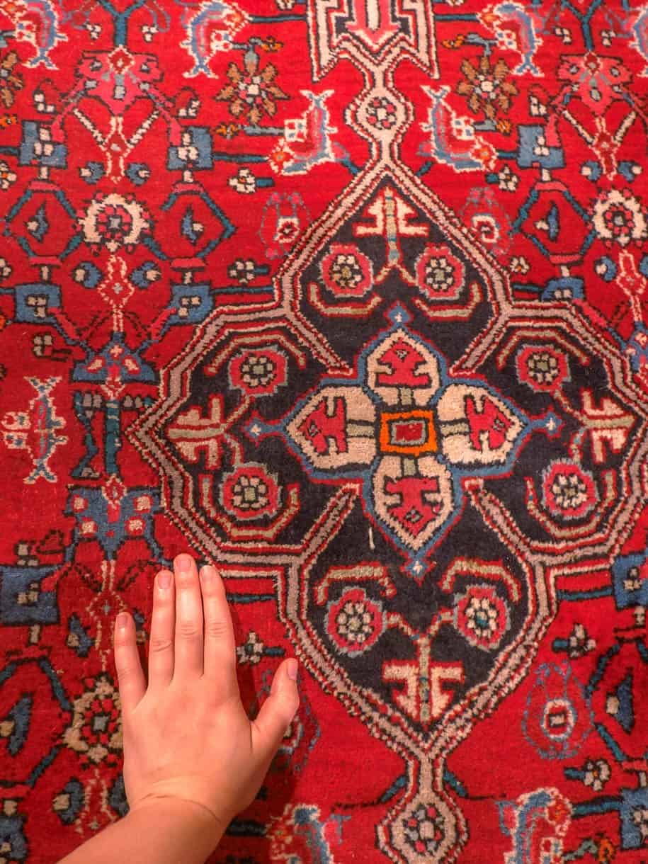 Punainen käsinsolmittu Bijar-villamatto, 300 × 215 cm