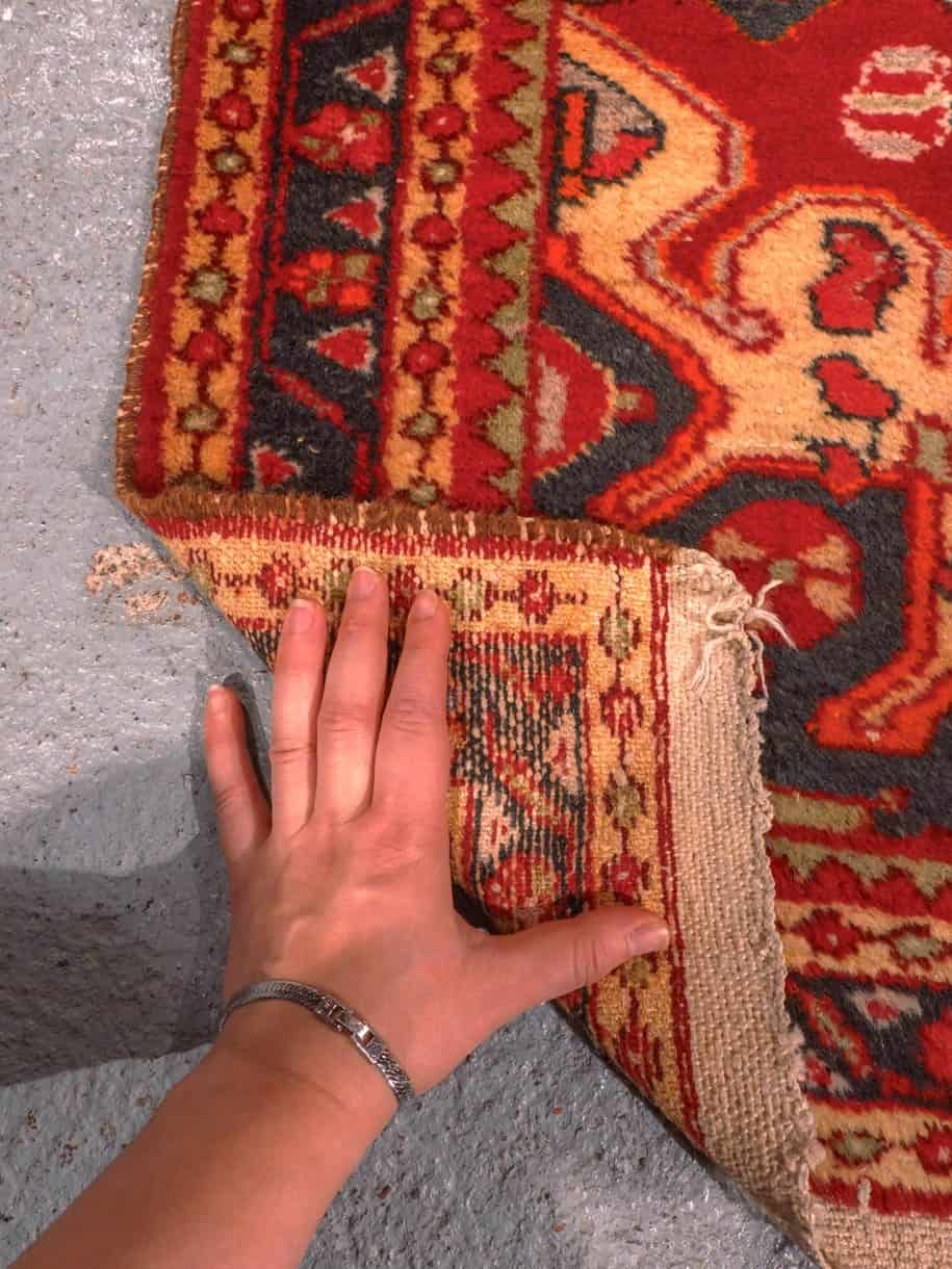 Punainen käsinsolmittu Hamadan-villamatto, 160 × 104 cm