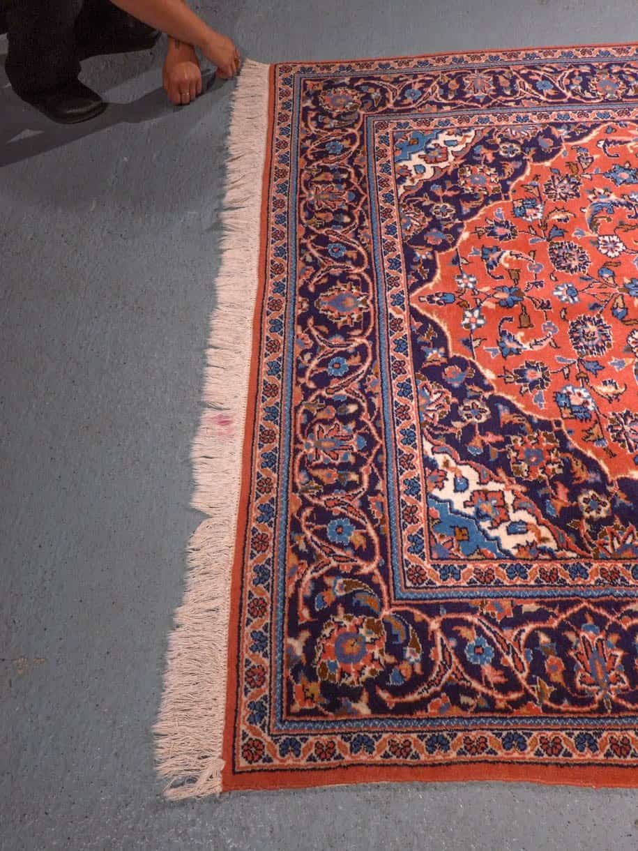 Punainen käsinsolmittu Keshan-villamatto, 250 × 150 cm