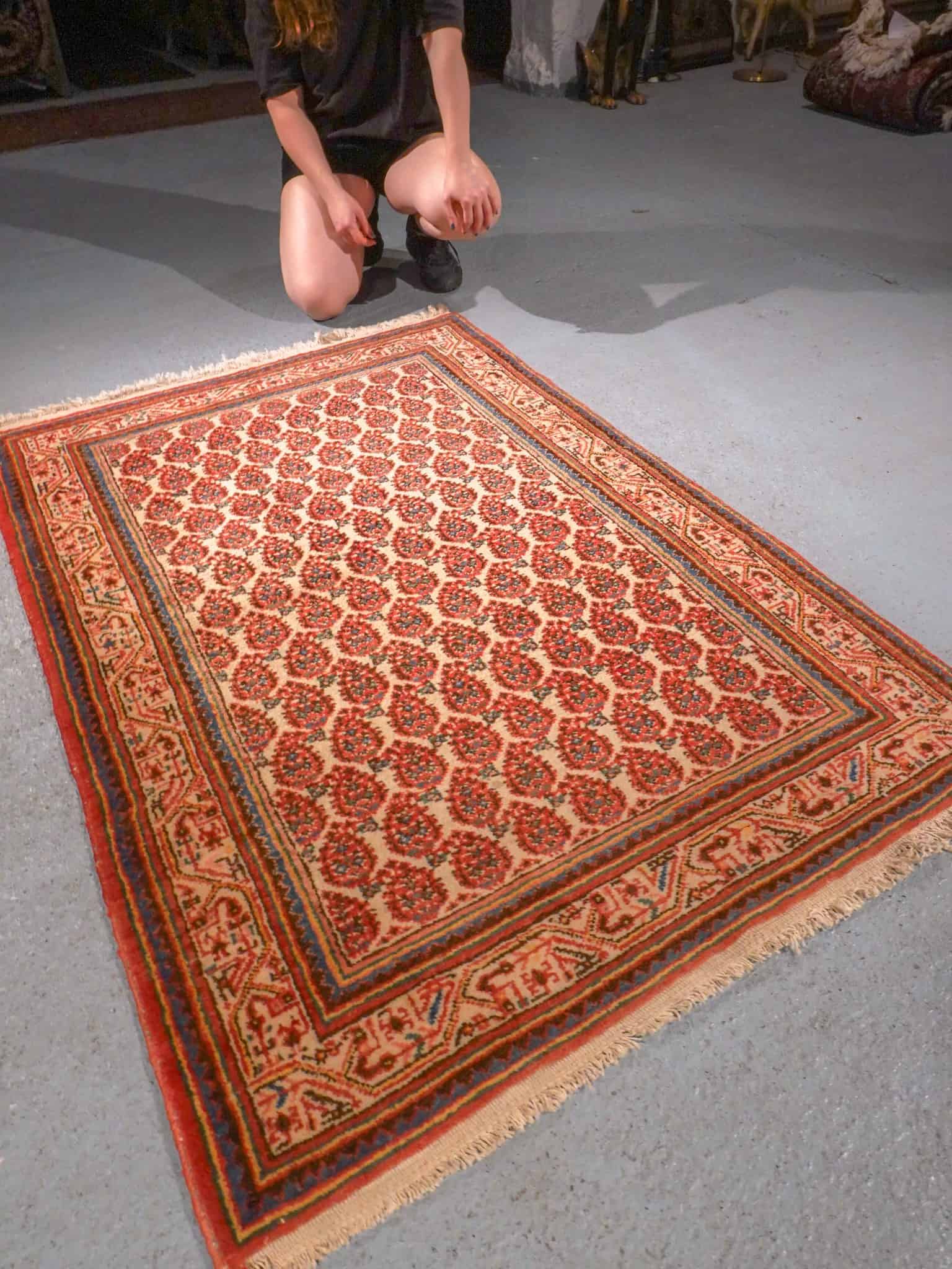 Punainen käsinsolmittu Malayer-villamatto, 165 × 110 cm