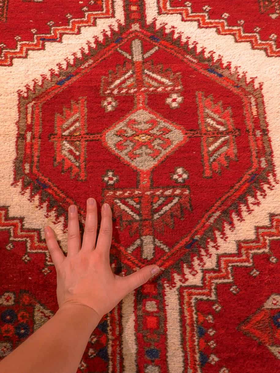Punainen käsinsolmittu Sarab-villamatto, 245 × 96 cm